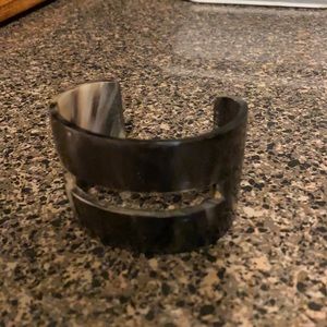 Tortoise Shell Cuff Bracelet with Rectangle Cut